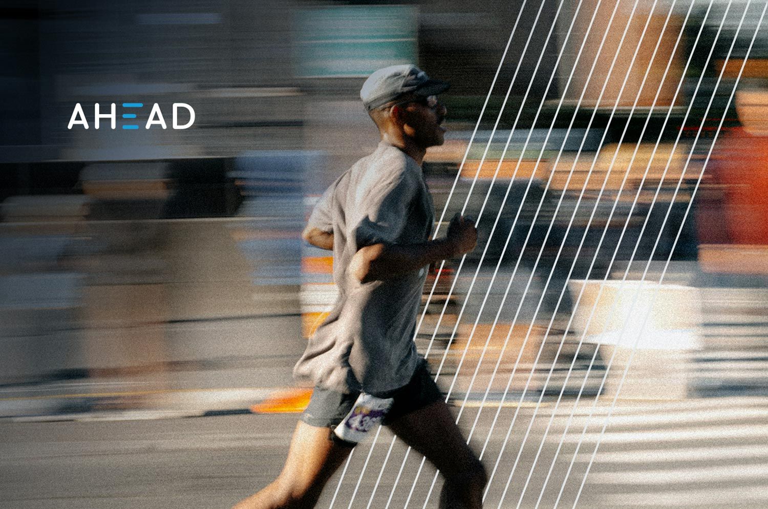 man jogging in the city with blurred focus